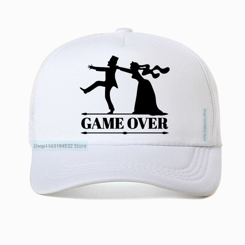 게임오버 신랑 신부 처녀 파티 야구 모자 캐주얼 재미있 - Trucker Cap Mesh 리뷰 및 가격