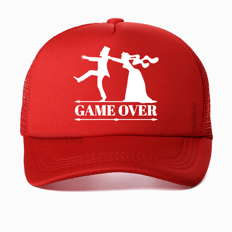 게임오버 신랑 신부 처녀 파티 야구 모자 캐주얼 재미있 - Trucker Cap Mesh 리뷰 및 가격