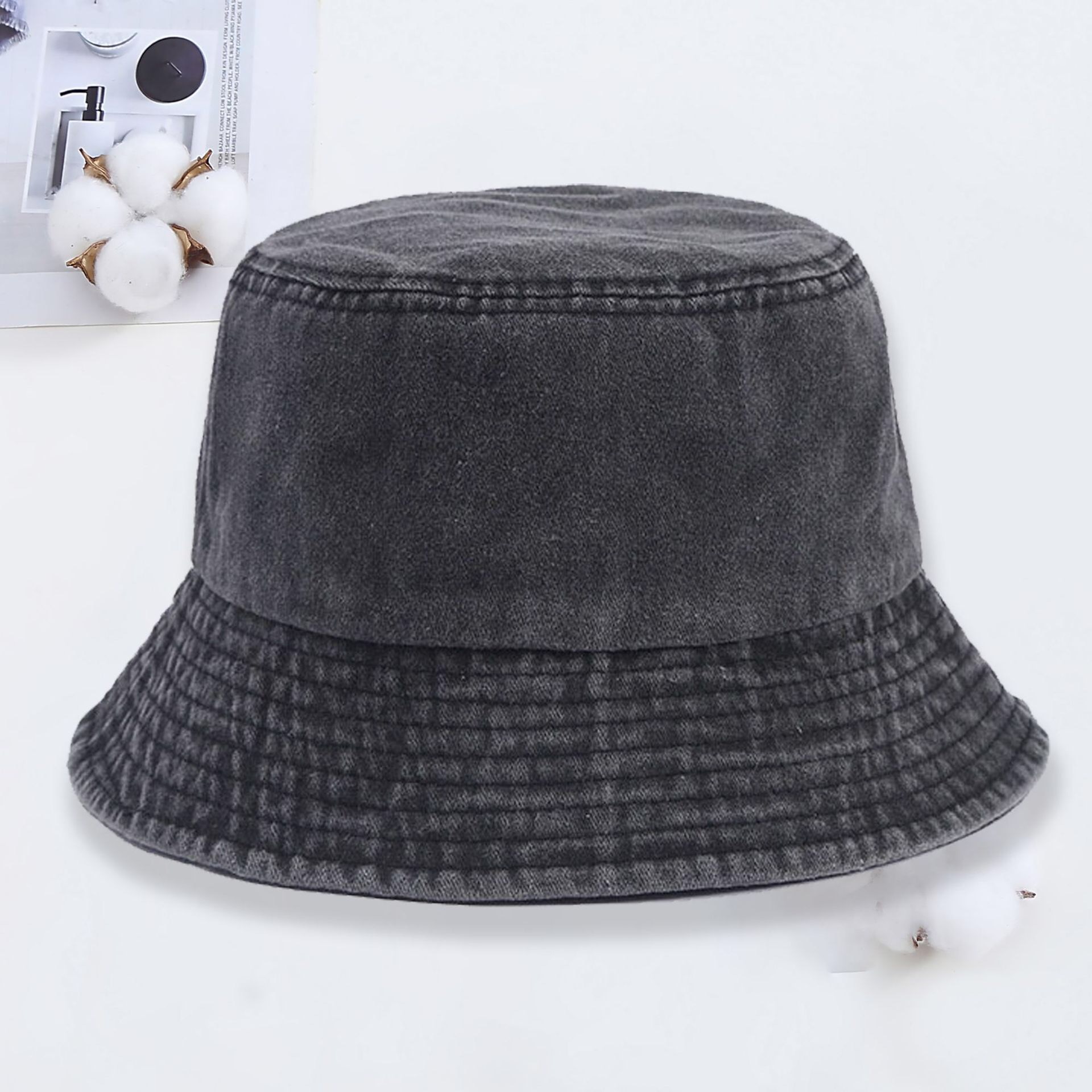 맞춤 로고가 새겨진 데님 버킷 햇, 워싱 처리된 데님  - Bucket Hat Cotton 리뷰 및 가격