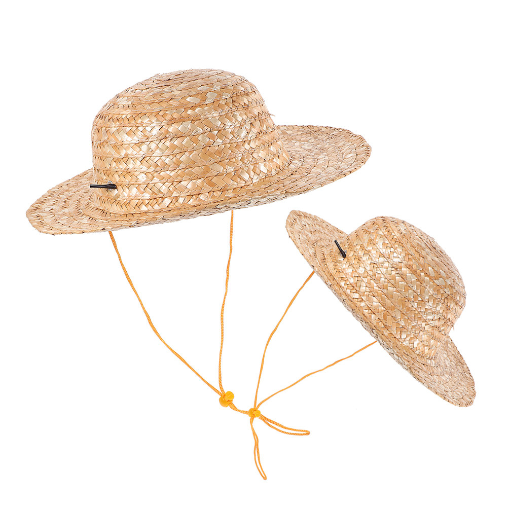 어린이용 밀짚 햇 2개 세트, 천연 소재, 표백 처리  - Sun Hat Wide Brim 리뷰 및 가격