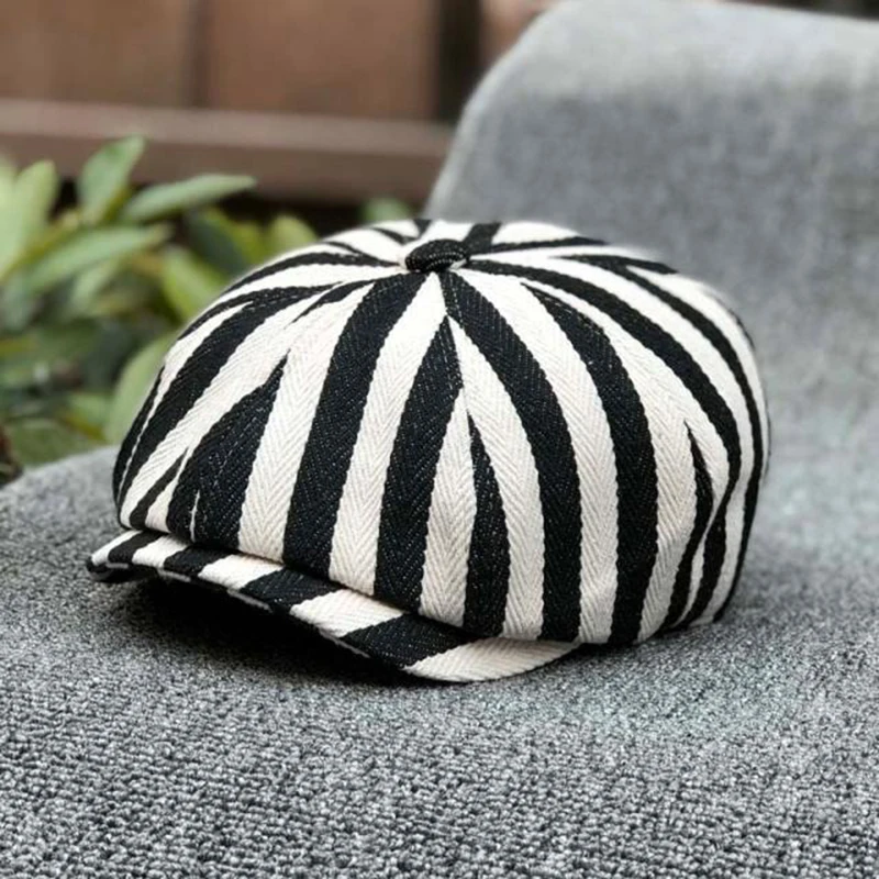 뉴스보이 모자 면 스트라이프 팔각형 캡 페인터 모자 블 - Dad Hat Cotton 리뷰 및 가격