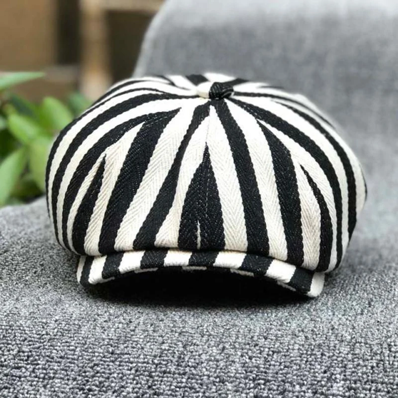 뉴스보이 모자 면 스트라이프 팔각형 캡 페인터 모자 블 - Dad Hat Cotton 리뷰 및 가격