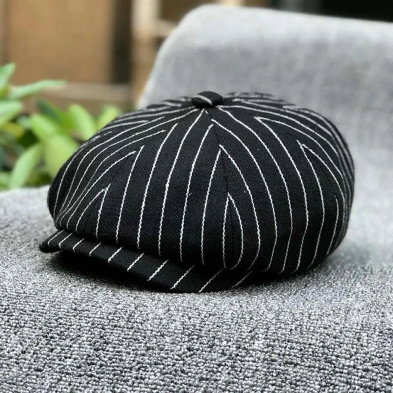 뉴스보이 모자 면 스트라이프 팔각형 캡 페인터 모자 블 - Dad Hat Cotton 리뷰 및 가격